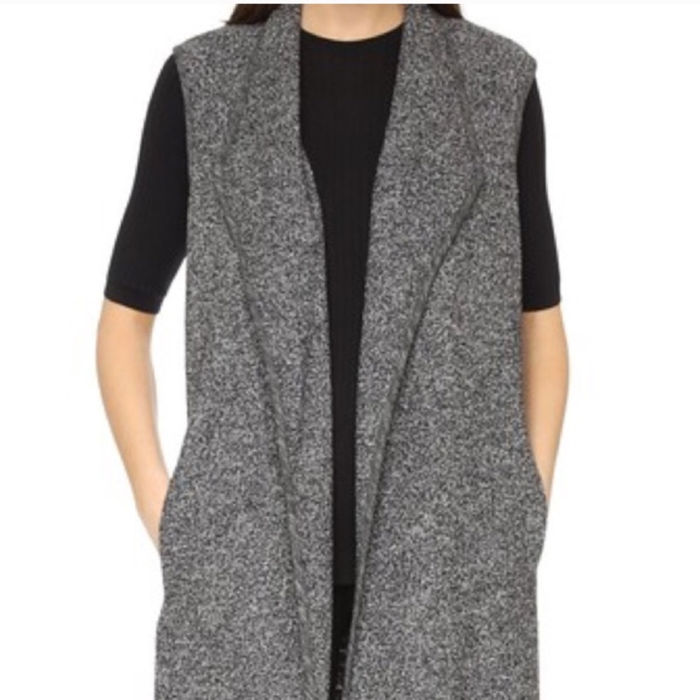 Vince mixed media marled vest xs grey black